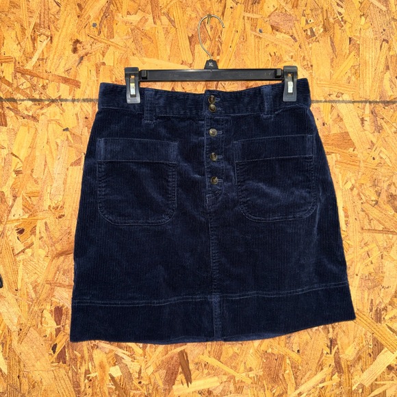 Free Assembly Dresses & Skirts - Free Assembly Corduroy A-Line Mini Skirt Pockets Dark Navy Blue Button Fly sz 6